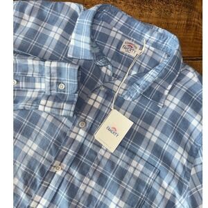 NWT Faherty Ventura Shirt Mens Plaid Blue Gray Long Sleeve Button Down Large